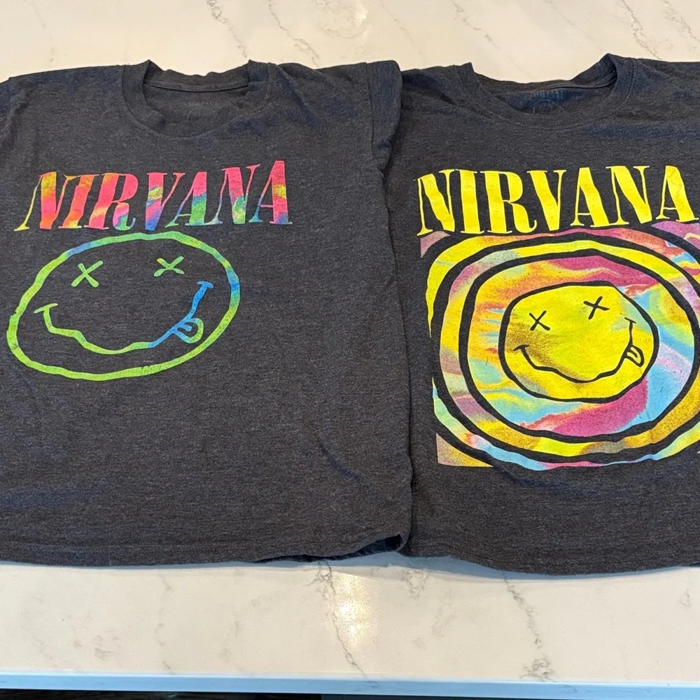 NIRVANA Colorful Graphic Tees in Gray